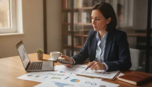 Chef d'entreprise analysant le besoin en fonds de roulement de sa PME